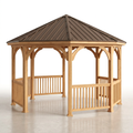 Outdoor Gazebo Built for Year-Round Entertainment, Cedar Construction, Metal Roof, 36" Rail