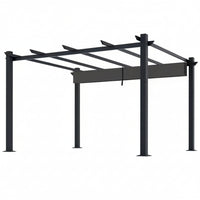 Aluminum Pergola Built for Year-Round Coverage, Retractable Canopy, 192 Sq Ft, Weather Resistant Frame