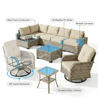 9 Pieces Patio Furniture Set outside Furniture Wicker Patio Conversation Set with Swivel Chairs, Outdoor Furniture for Garden, Beige — How It Works