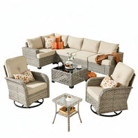 Patio Conversation Set Designed for Flexible Outdoor Living, Swivel Chairs, All-Weather Wicker, Modular Design