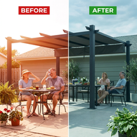 Aluminum Pergola Built for Year-Round Outdoor Living, Retractable Canopy, 192 Sq Ft Coverage, Weather Resistant — Before & After