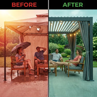 Aluminum Pergola Built for Year-Round Use, Adjustable Louvers, Waterproof Curtains, 240 Sq Ft Coverage — Before & After