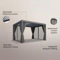 Aluminum Pergola Built for Year-Round Use, Adjustable Louvers, Waterproof Curtains, 240 Sq Ft Coverage