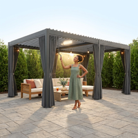 Aluminum Pergola Built for Year-Round Use, Adjustable Louvers, Waterproof Curtains, 240 Sq Ft Coverage — Lifestyle