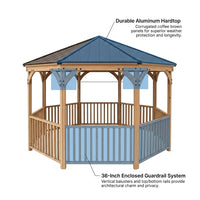 DIY Meridian 12 Ft. Octagon Enclosed Wood Outdoor Patio Gazebo with Brown Hardtop Metal Roof and 36 In. Guard Rail — How It Works