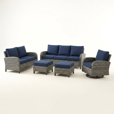 Outdoor Patio Furniture Set Built for All-Weather Comfort, Steel Frame, High-Density Cushions, 6 Pieces