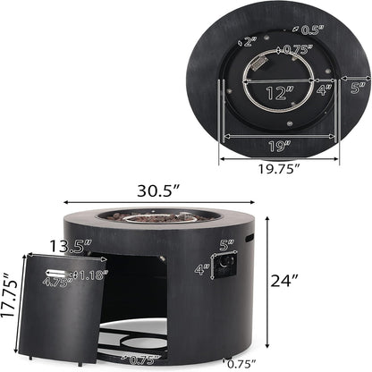 Wellington Outdoor 40,000 BTU Circular Fire Pit - Brushed Black