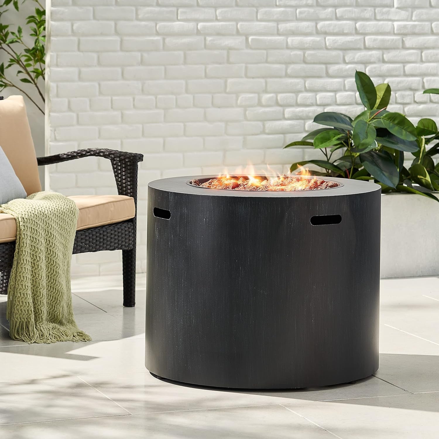 Wellington Outdoor 40,000 BTU Circular Fire Pit - Brushed Black