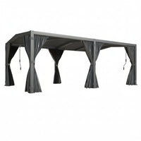 Aluminum Pergola Built for Year-Round Use, Adjustable Louvers, Waterproof Curtains, 240 Sq Ft Coverage