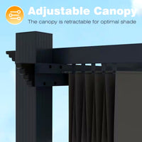 Aluminum Pergola Built for Year-Round Coverage, Retractable Canopy, 192 Sq Ft, Weather Resistant Frame