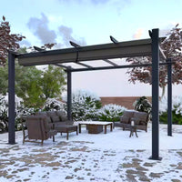 Aluminum Pergola Built for Year-Round Coverage, Retractable Canopy, 192 Sq Ft, Weather Resistant Frame
