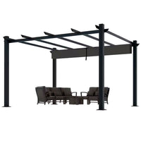 Aluminum Pergola Built for Year-Round Coverage, Retractable Canopy, 192 Sq Ft, Weather Resistant Frame